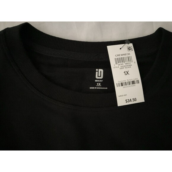ID Ideology Women's Plus Size Fleece Crewneck Pullover Top Size 1X, Black - Picture 4 of 7